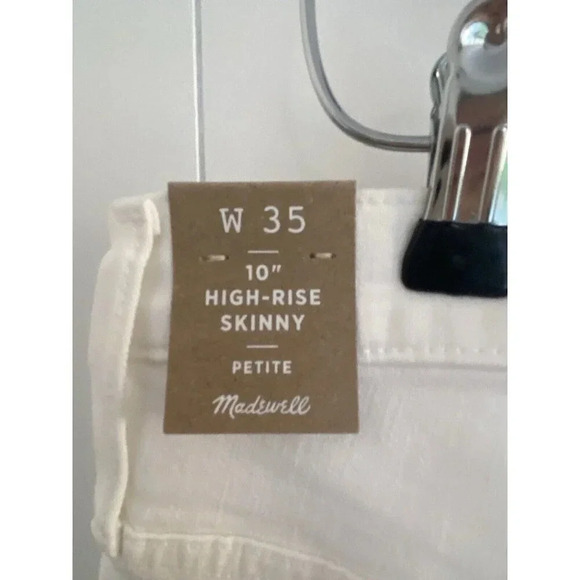 Madewell High Rise Skinny Crop Jeans White Button Front Womens 35 P New I105 - Picture 3 of 6
